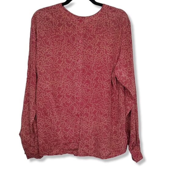 Vintage Christian Dior 12 Silk Blouse Button Back Modest Quiet Luxury Abstract - Picture 4 of 7